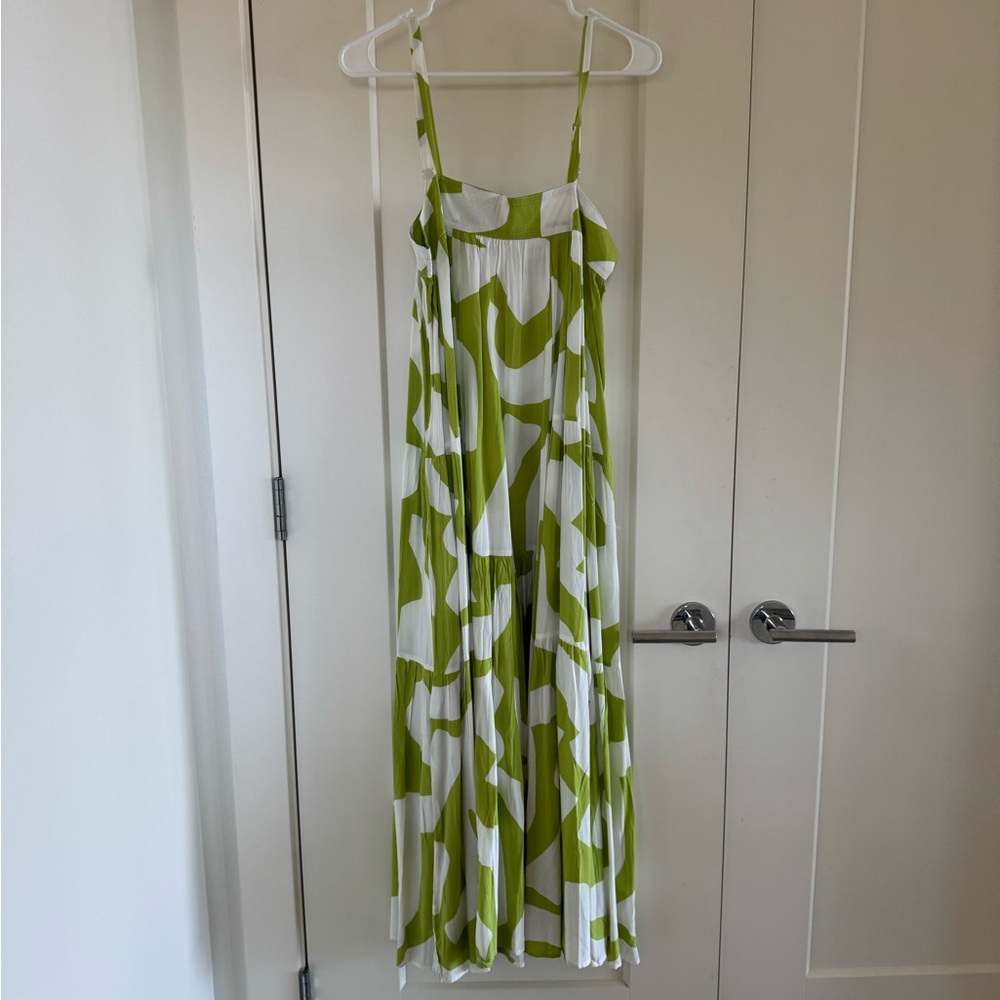 Green and White Printed Maxi Dress - Women